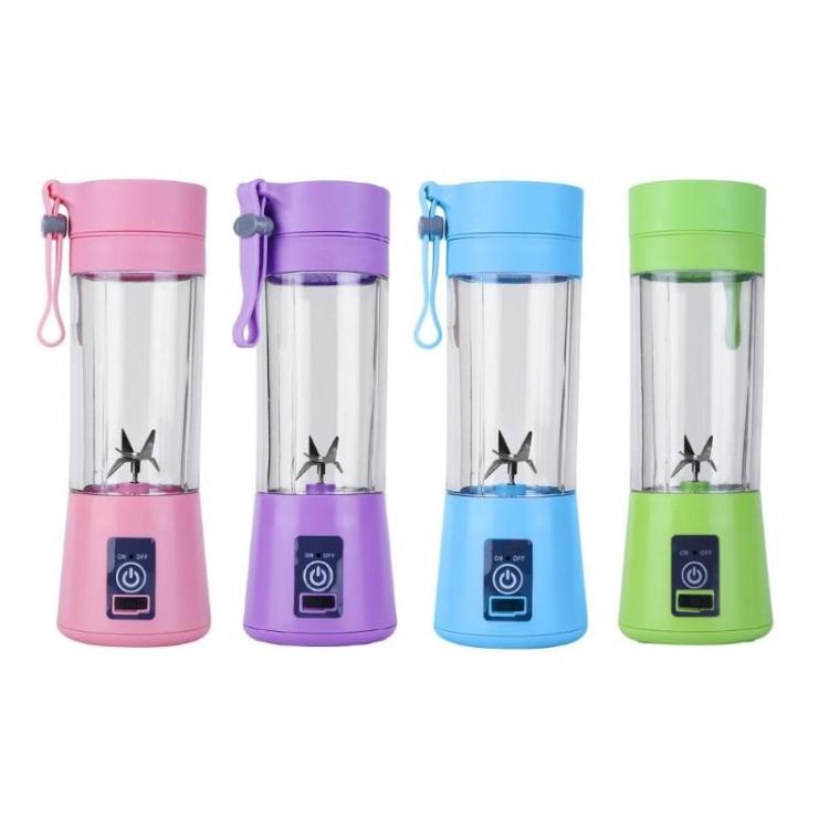 USB Rechargeable Electric Automatic Vegetable Fruit Citrus Orange Juice Maker Cup Mixer Bottle (380ML)(6 Blades Green)