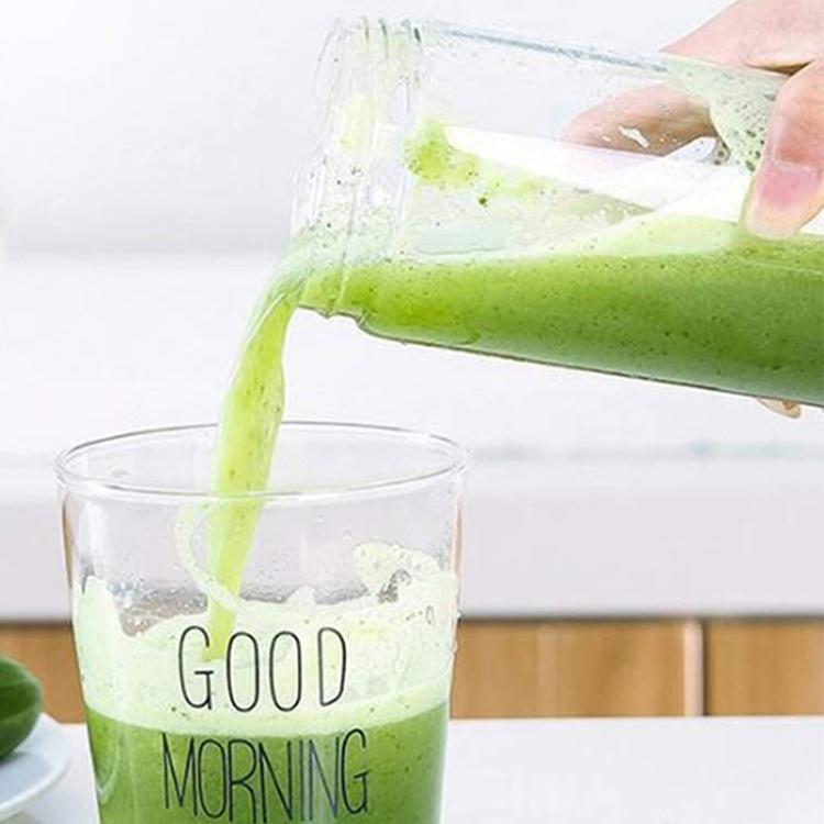 USB Rechargeable Electric Automatic Vegetable Fruit Citrus Orange Juice Maker Cup Mixer Bottle (380ML)(6 Blades Green)