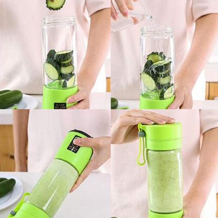 USB Rechargeable Electric Automatic Vegetable Fruit Citrus Orange Juice Maker Cup Mixer Bottle (380ML)(6 Blades Pink)