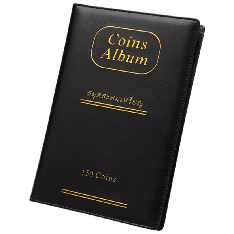 PU Leather Russian Cover 150 Coins Collection Album Holder Book(Black)