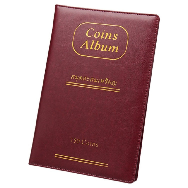 PU Leather Russian Cover 150 Coins Collection Album Holder Book(Red)