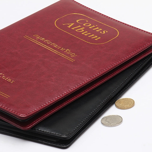 PU Leather Russian Cover 150 Coins Collection Album Holder Book(Red)