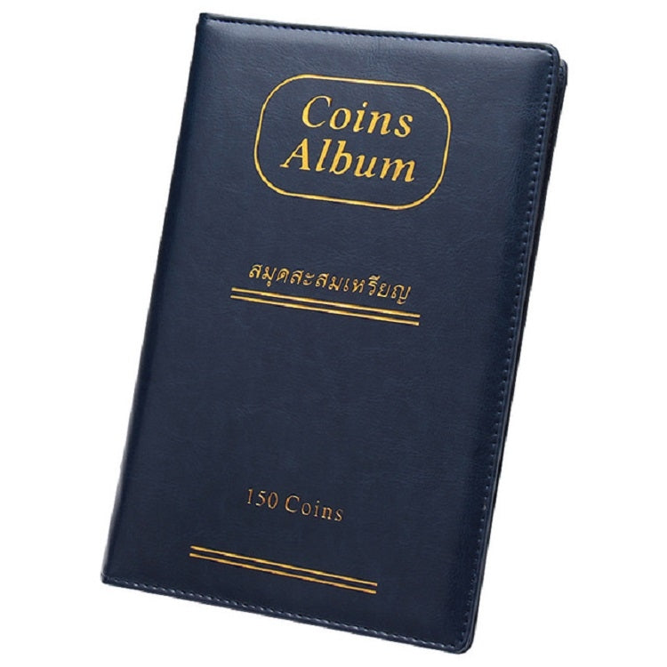 PU Leather Russian Cover 150 Coins Collection Album Holder Book(Blue)