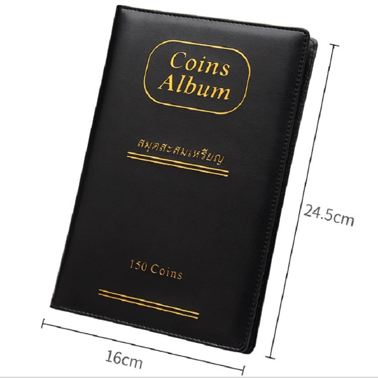 PU Leather Russian Cover 150 Coins Collection Album Holder Book(Blue)