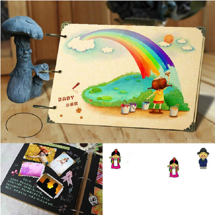 10 inch DIY Paste Retro Loose-leaf Iron Hoop Photo Album(30 Kraft Card Pages)