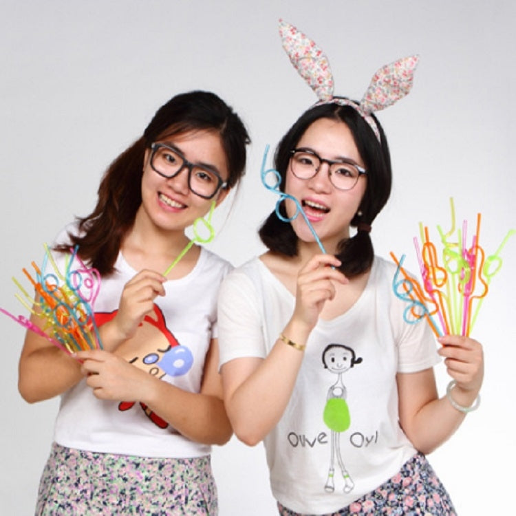 10 PCS Creative Plastic Curved Straws, Random Color Style Delivery
