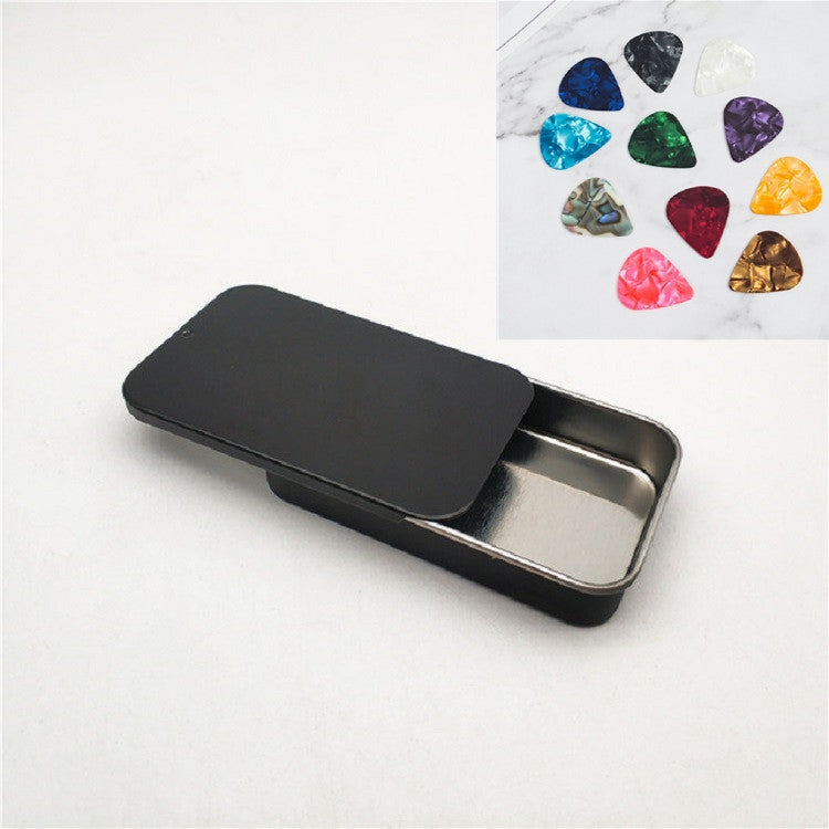 2 PCS Slide Sliding Iron Box Guitar Picks Music Equipment Accessories Storage Box, Specification:15 × 50 × 80 mm(Black)