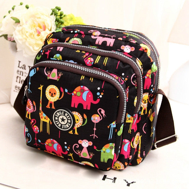 Women Shoulder Bag Waterproof Nylon Handbag Multilayer Crossbody Bag(Animal pattern)