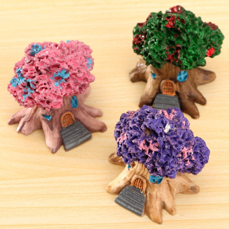 Micro Landscape Flower Pot Decoration Fleshy Cartoon Construction Toy Big Tree House Resin Decoration(Green)
