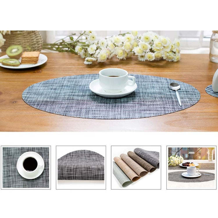 PVC Oval Shape Dining Table Mat Heat Insulation Non-Slip Placemats Disc Bowl Tableware Pads(Brown)