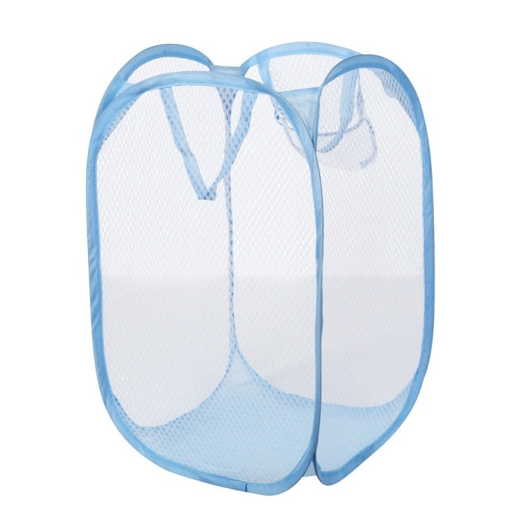 Foldable Pop Up Wash Bag Laundry Basket Bag Hamper Mesh Storage Pueple Dirty Clothes Basket(Blue)