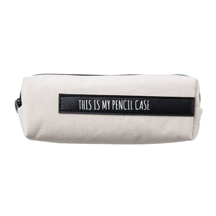 Creative School Pencil Case Simple Solid Color Large Pen Bag(White-black stripe)