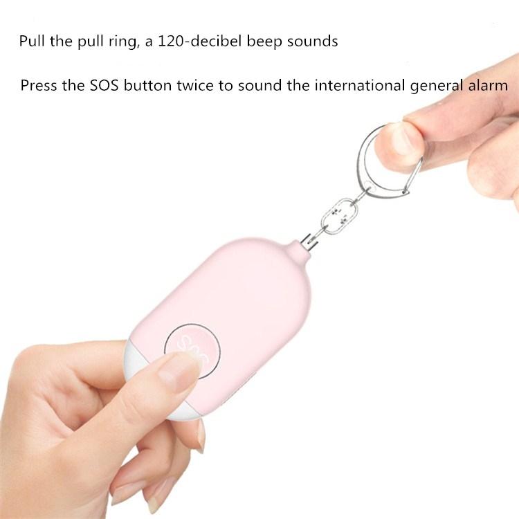 130dB IP44 Waterproof Rechargeable Anti-wolf Alarm Flashlight Intelligent Personal Alarm, English Packaging(Pink)