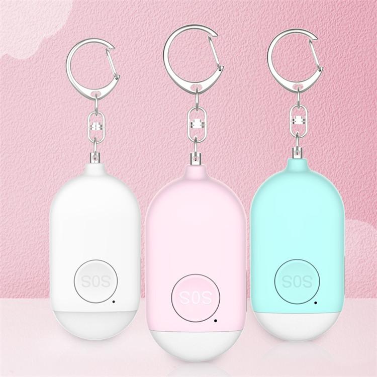 130dB IP44 Waterproof Rechargeable Anti-wolf Alarm Flashlight Intelligent Personal Alarm, English Packaging(Pink)
