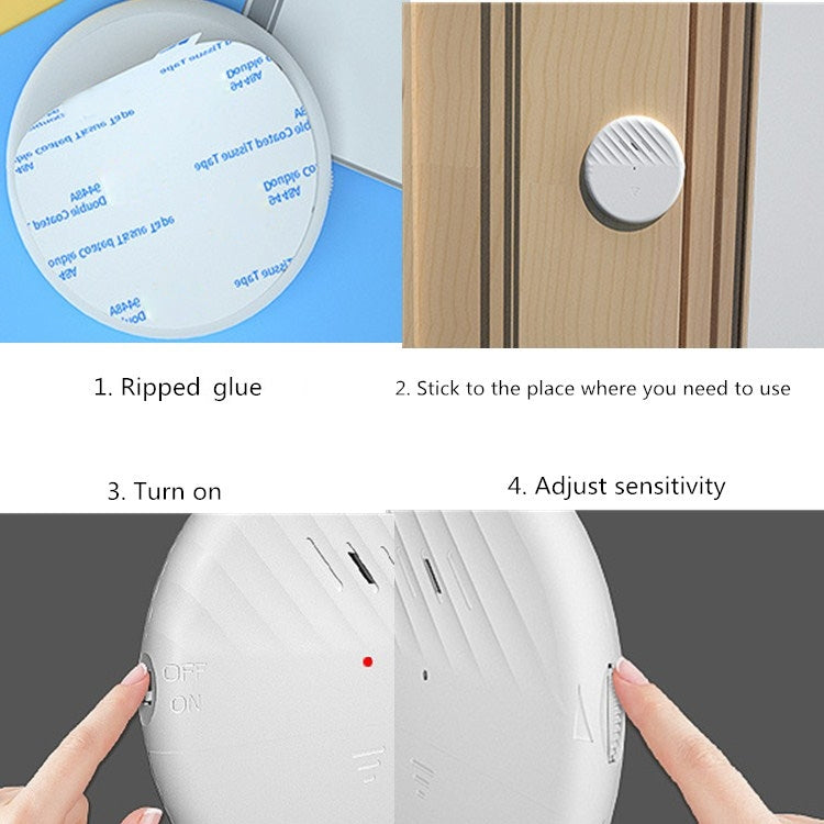 C100 125dB Vibration Sensor Alarm Door and Window Alarm Home Personal Anti-theft Alarm(Black)