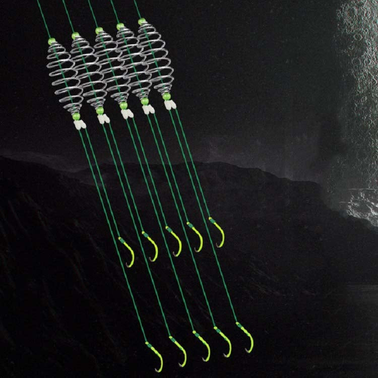 5 in 1 Stranded Double Hook Anti-winding Silver Carp Fishing Group Spring Fishing Hook, Specification:9(Fluorescent Hook)