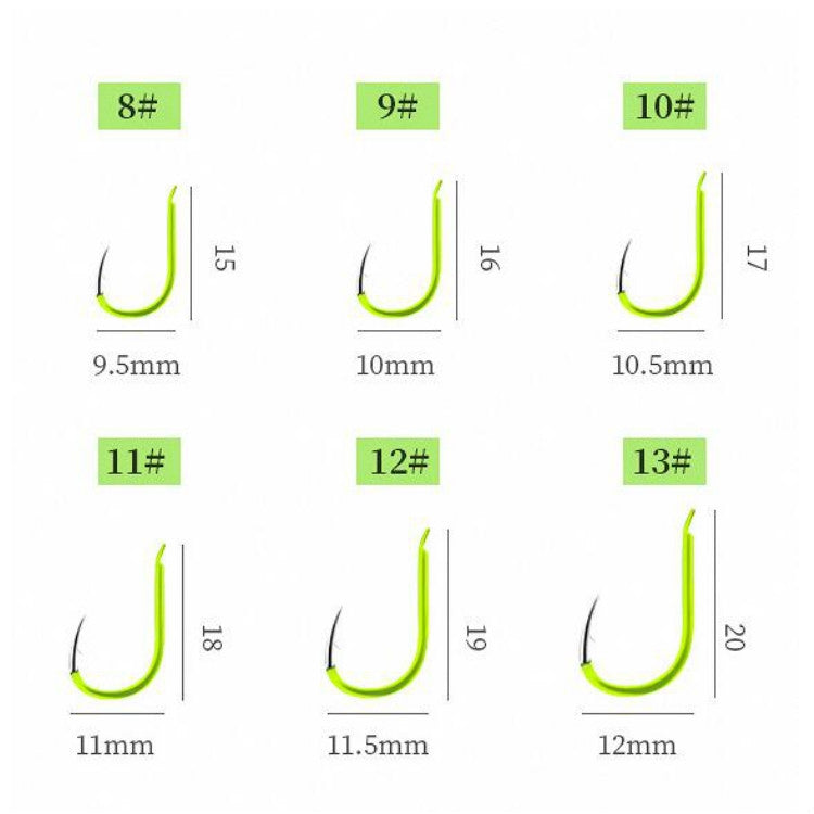 5 in 1 Stranded Double Hook Anti-winding Silver Carp Fishing Group Spring Fishing Hook, Specification:9(Fluorescent Hook)