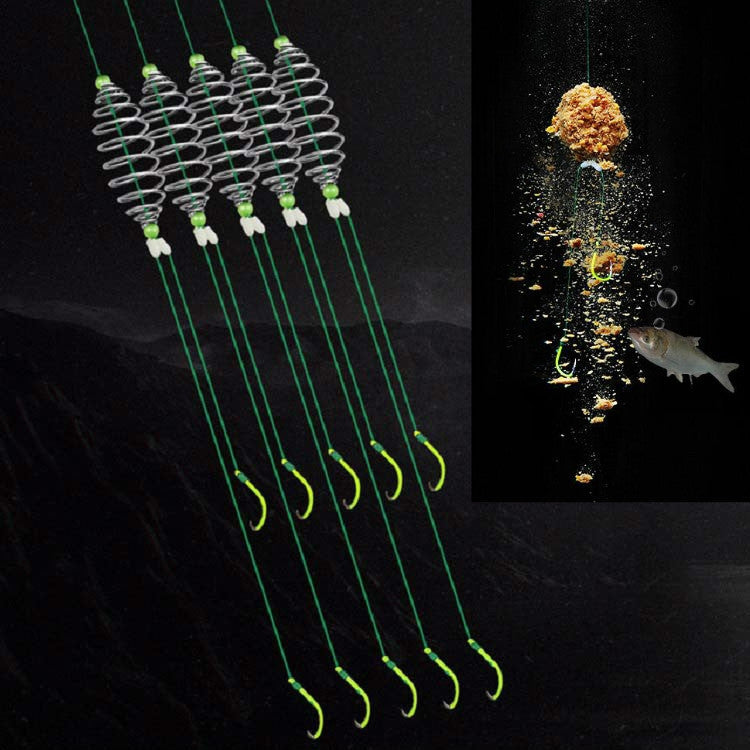 5 in 1 Stranded Double Hook Anti-winding Silver Carp Fishing Group Spring Fishing Hook, Specification:12(Fluorescent Hook)