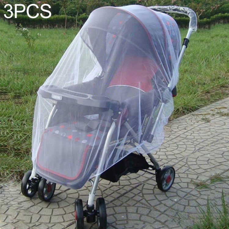 3 PCS 150cm Baby Pushchair Mosquito Insect Shield Net Safe Infants Protection Mesh Stroller Accessories Mosquito Net(White)