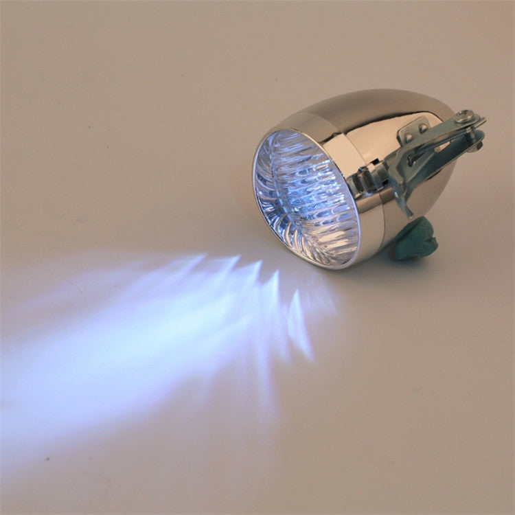 3 LED Retro Bicycle Headlight Night Riding Safety Warning Light(Silver)
