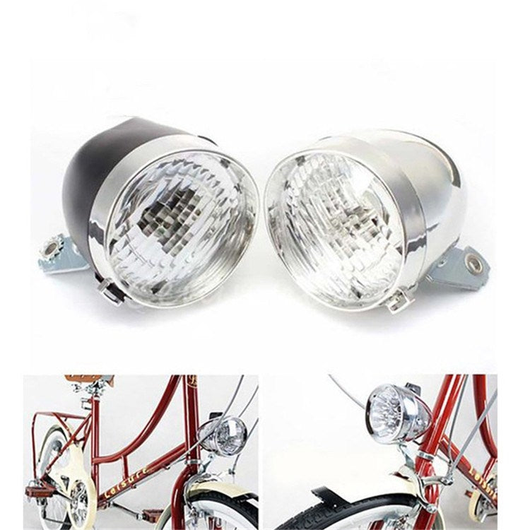 3 LED Retro Bicycle Headlight Night Riding Safety Warning Light(Silver)