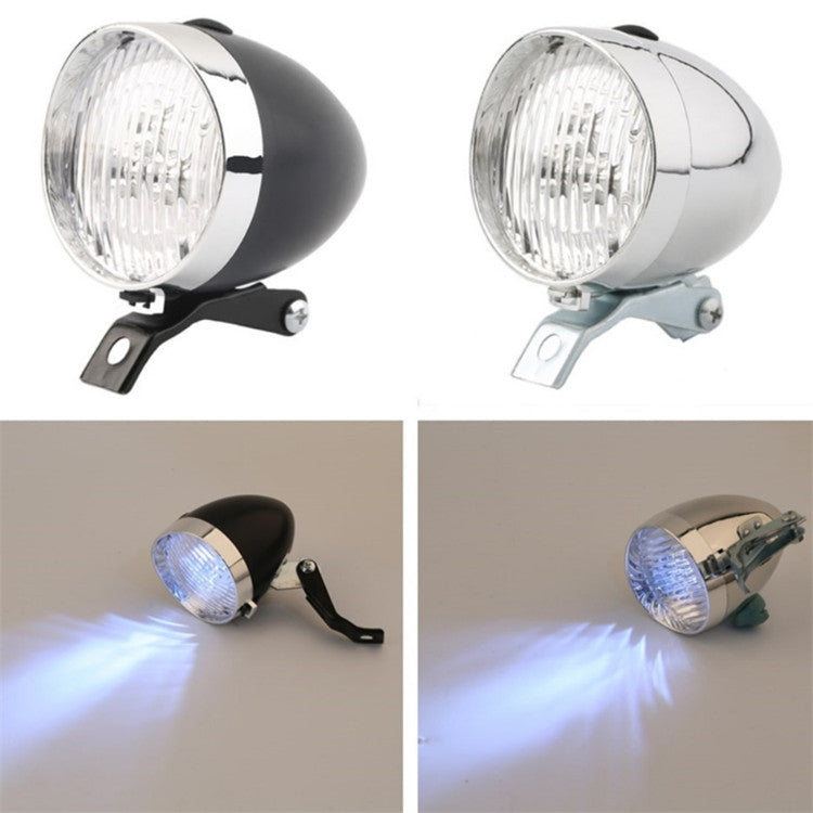 3 LED Retro Bicycle Headlight Night Riding Safety Warning Light(Silver)