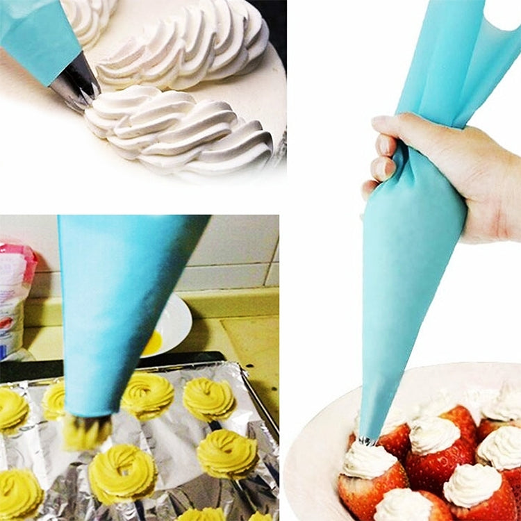 4 in 1 Silicone Icing Piping Cream Pastry Bag Nozzle DIY Cake Decorating Tools Set(EVA Bag Blue 4 Mixed)