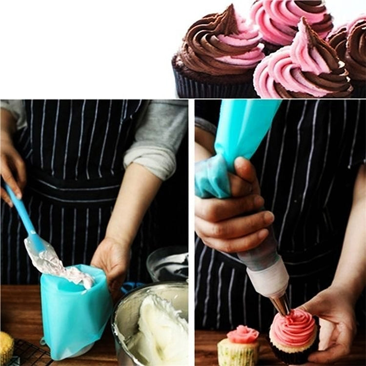 4 in 1 Silicone Icing Piping Cream Pastry Bag Nozzle DIY Cake Decorating Tools Set(EVA Bag Blue 4 Mixed)