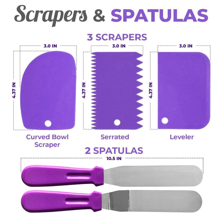 106 in 1 Cake Turntable Set Stainless Steel Decorating Mouth Cake Decorating Baking Tool(Purple)