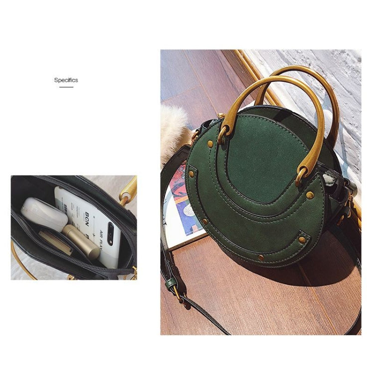 Circular Scrub PU Leather Women Bags Retro Handbag Shoulder Mini Bag(Green)