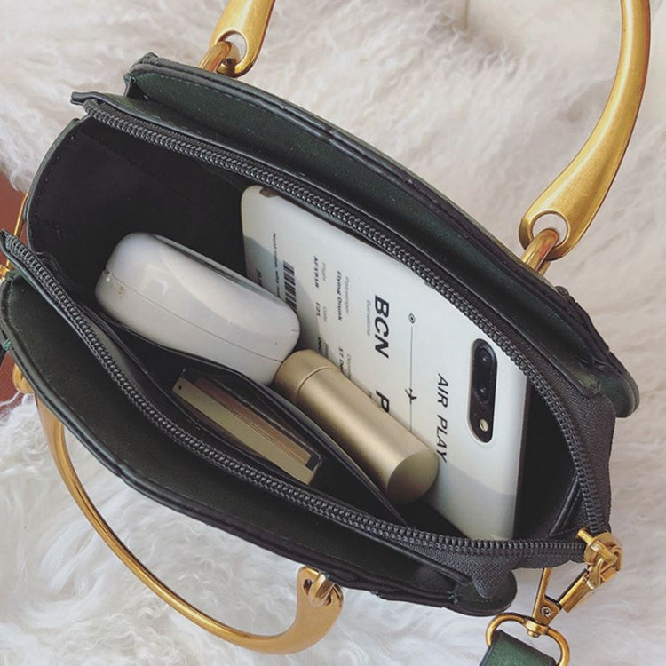 Circular Scrub PU Leather Women Bags Retro Handbag Shoulder Mini Bag(Green)