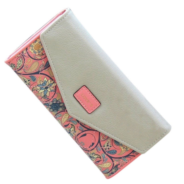 Fashion Ladies Leather Clutch Bag Purse Long Cartoon Wallet Coin Purse(Watermelon red)