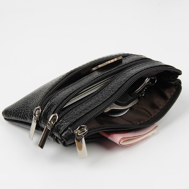 Genuine Leather Women Small Wallet Change Purses Zipper Card Holder Wallets(Orange)