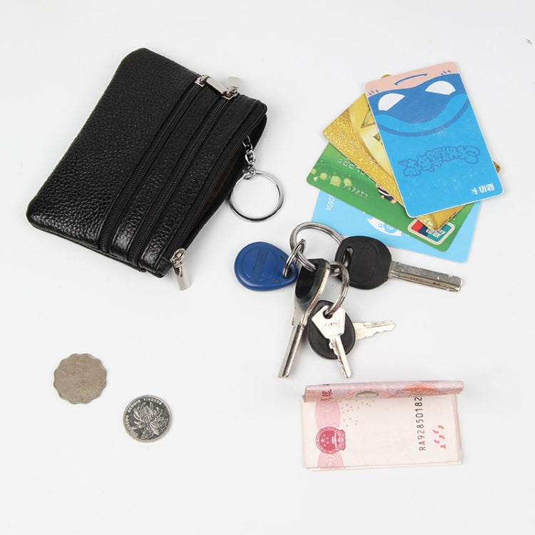 Genuine Leather Women Small Wallet Change Purses Zipper Card Holder Wallets(Orange)