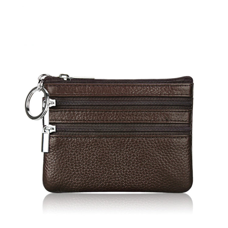 Genuine Leather Women Small Wallet Change Purses Zipper Card Holder Wallets(Purple)