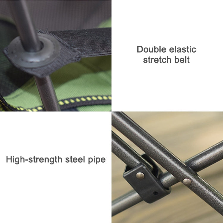 Portable Outdoor Folding Recliner Wild Fishing Camping Leisure Stool Stainless Steel Folding Beach Chair Furniture(Black Khaki)