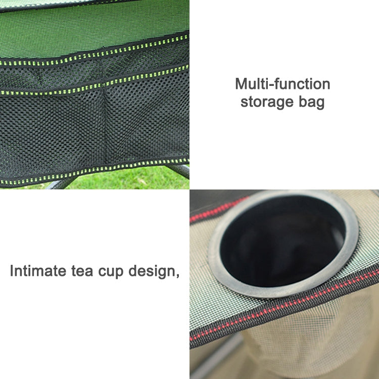 Portable Outdoor Folding Recliner Wild Fishing Camping Leisure Stool Stainless Steel Folding Beach Chair Furniture(Black Khaki)