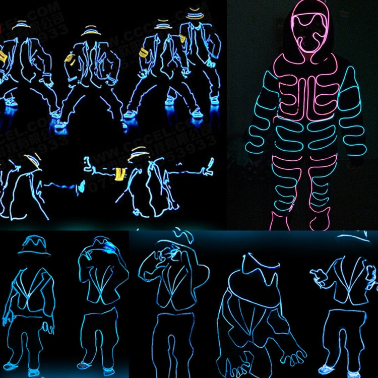 Flexible LED Light EL Wire String Strip Rope Glow Decor Neon Lamp USB Controlle 3M Energy Saving Mask Glasses Glow Line F277(Ice Blue Light)