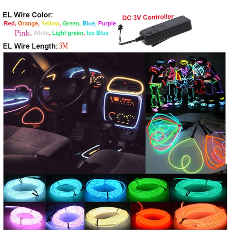 Flexible LED Light EL Wire String Strip Rope Glow Decor Neon Lamp USB Controlle 3M Energy Saving Mask Glasses Glow Line F277(Ice Blue Light)