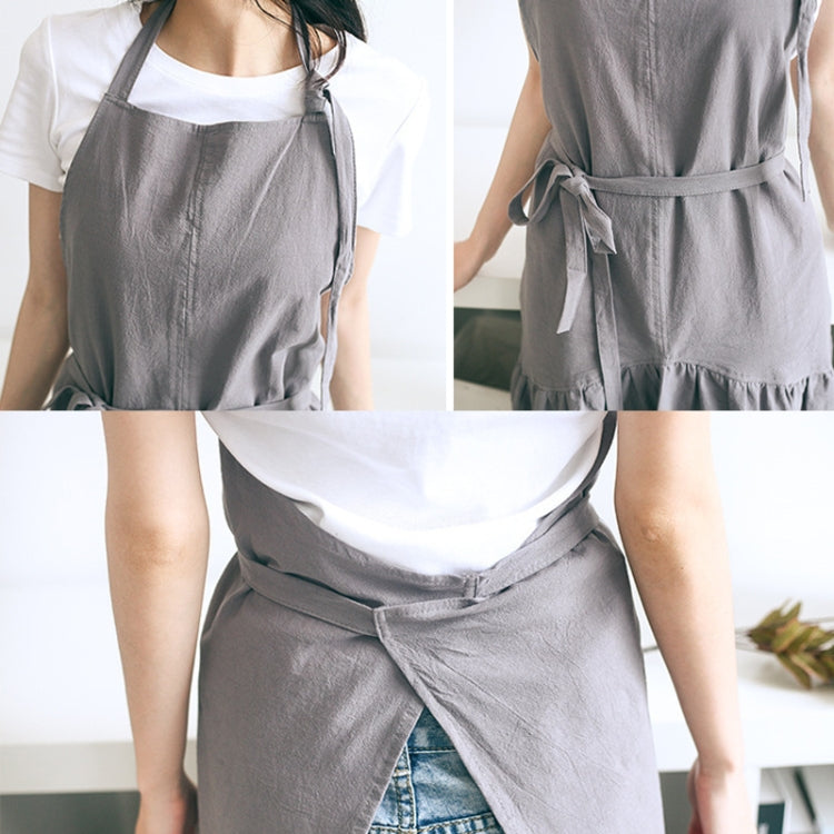 Cotton Linen Fishtail Long Slim Fit Apron Florist Manicure Shop Overalls(Blue)