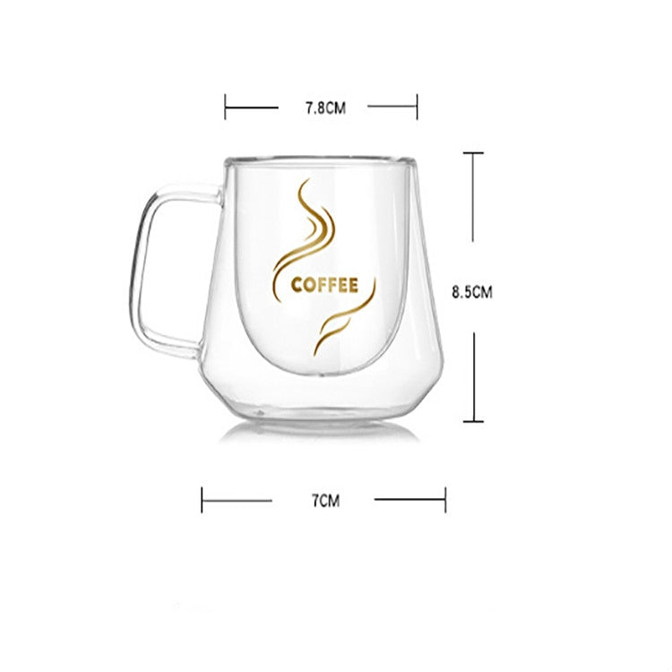 Double Wall Mug Office Mugs Heat Insulation Double Coffee Mug Coffee Glass Cup, Style:No label