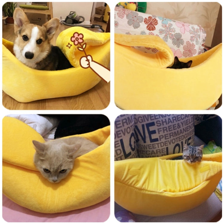 Creative Kennel Banana Shape Cat Litter Winter Warm Pet Nest, Size:XL(Yellow)
