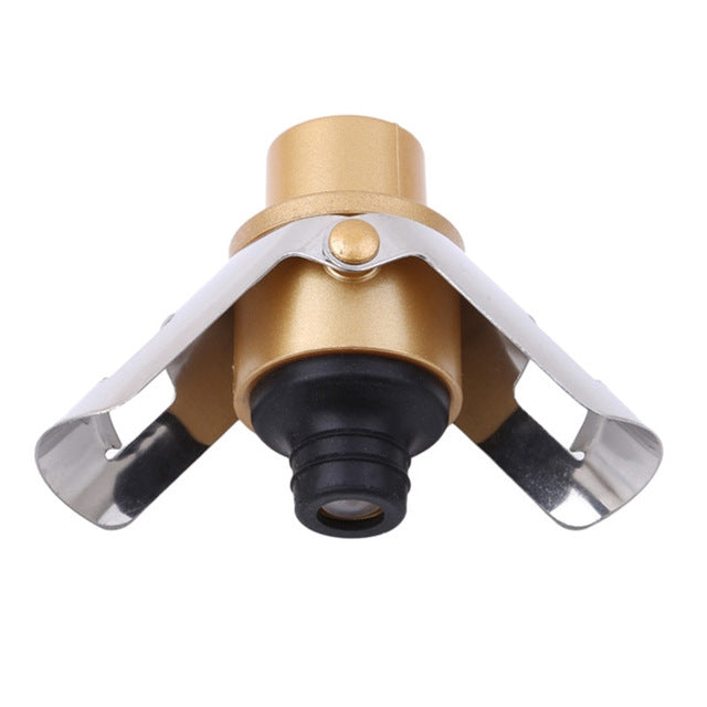 Push-button Stainless Steel Pumping Champagne Stopper Sparkling Champagne Snap Wing Vacuum Wine Stopper(Gold)