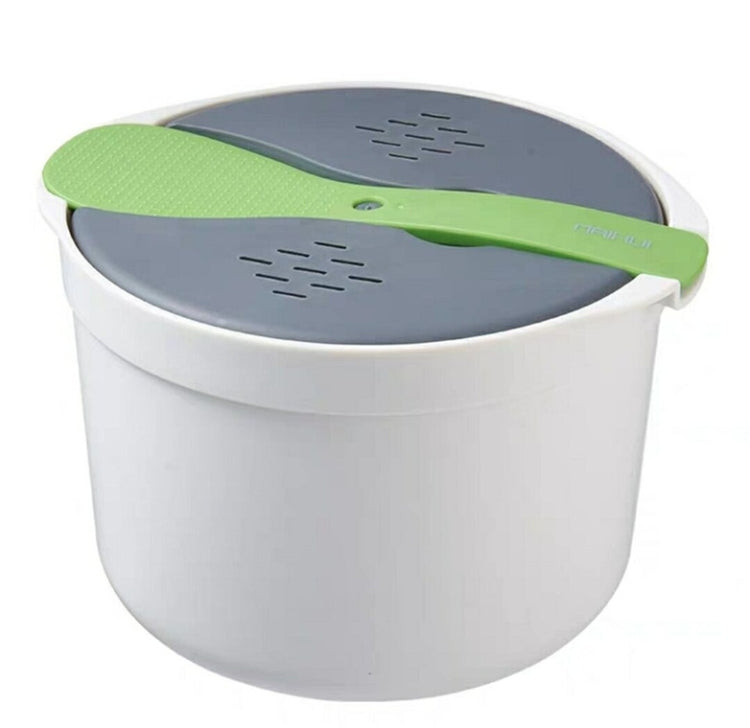 Kitchenware Microwave Oven Utensils Rrice Cooker Heating Steamer Pot Steamed Rice Box(Forest Green)