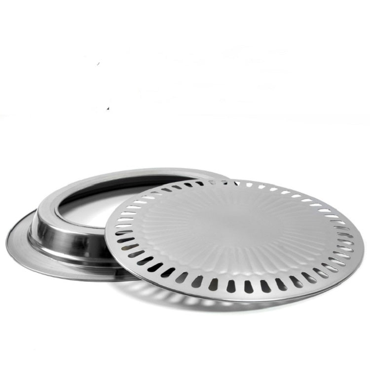Portable Round Multifunctional Stainless Steel Outdoor Barbecue Tray, Specification:30 × 30 × 2.8 cm