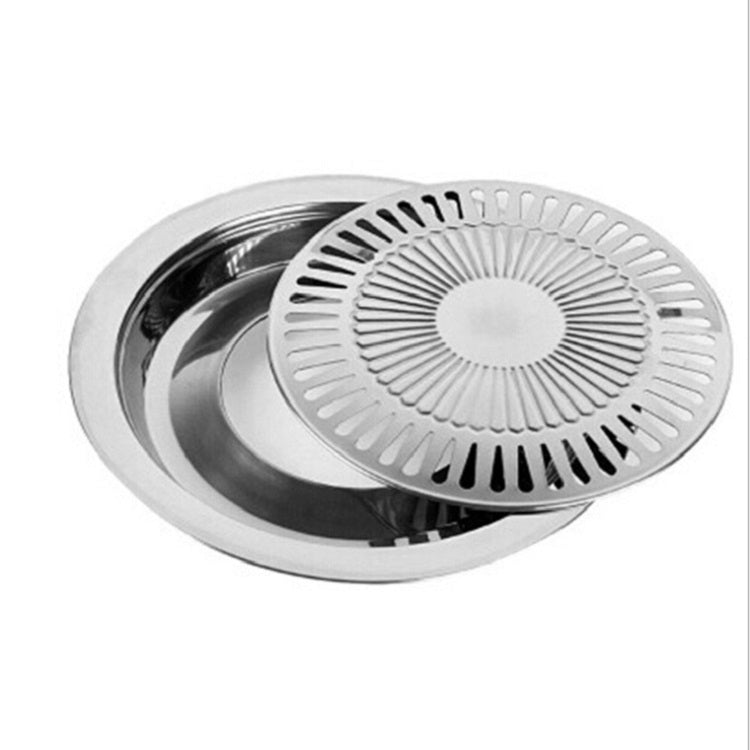 Portable Round Multifunctional Stainless Steel Outdoor Barbecue Tray, Specification:30 × 30 × 2.8 cm