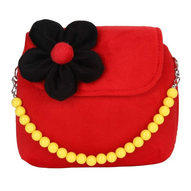 Fashion Shoulder Bag Children Girls Princess Flower Messenger Handbag Lovely Purses(Red)