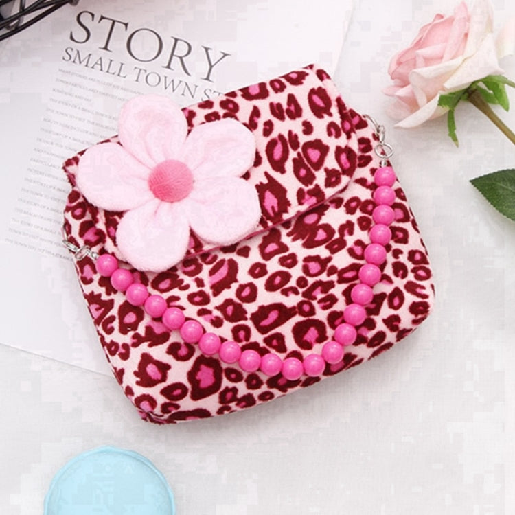 Fashion Shoulder Bag Children Girls Princess Flower Messenger Handbag Lovely Purses(Rose red leopard)