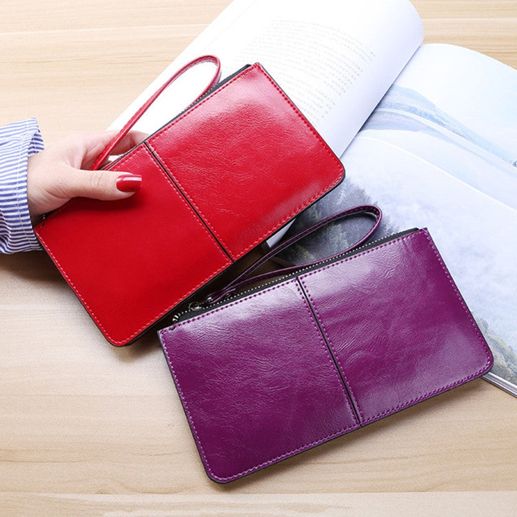 Women Zip Wallet Long Clutch Multi Card Holder Wallet Wrist Wallet(Purple)