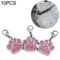 10 PCS Enamel Cat Dog  Bear Paw Prints Key Chain Jewelry Making(Pink)